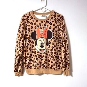 Disney PatPat Minnie Mouse Leopard Print Crewneck Sweatshirt Women M Lightweight